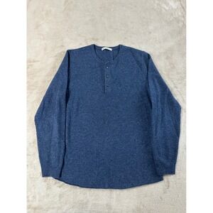 Marine Layer Re-Spun Henley Sweater Men's Medium Warm Merino Wool Blend  Blue
